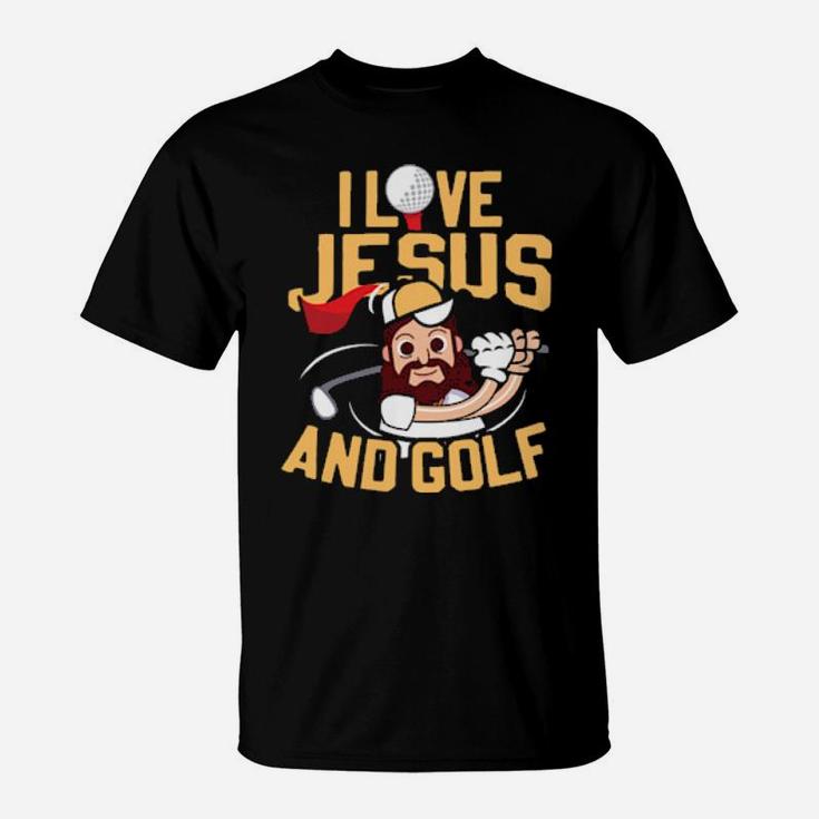 I Love Jesus And Golf Christian Cartoon Sports Beard T-Shirt