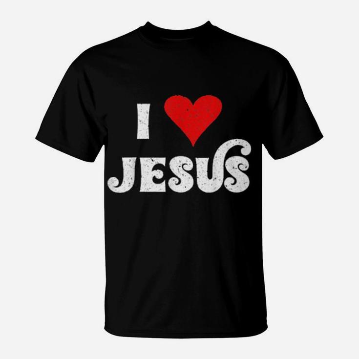 I Love Jesus Christian Faith Vintage 70S Heart T-Shirt