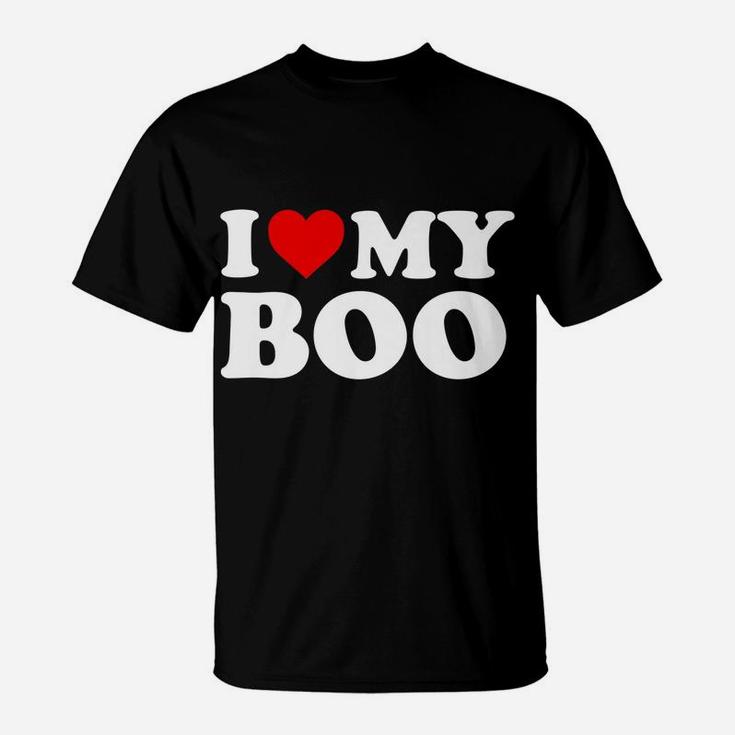 I Love My Boo Boyfriend Bf - Red Heart T-Shirt