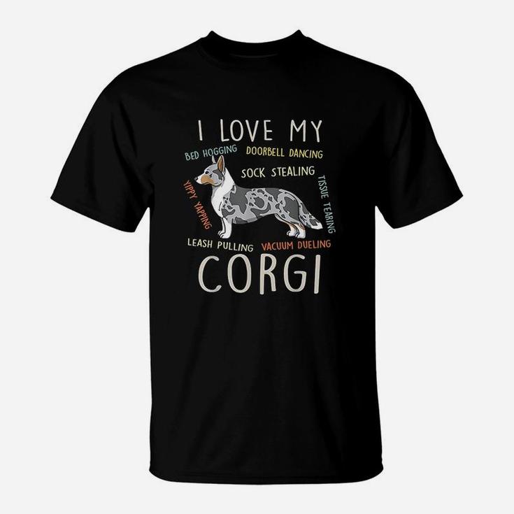 I Love My Cardigan Welsh Corgi Dog Mom Dad Funny Cute Gift T-Shirt