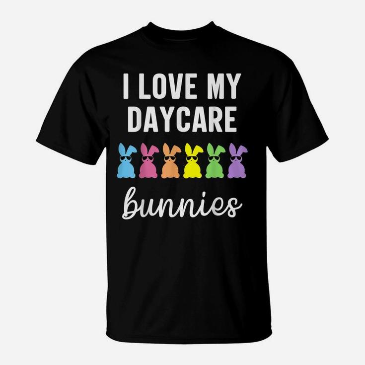 I Love My Daycare Bunnies Cute Teacher Easter Day T-Shirt