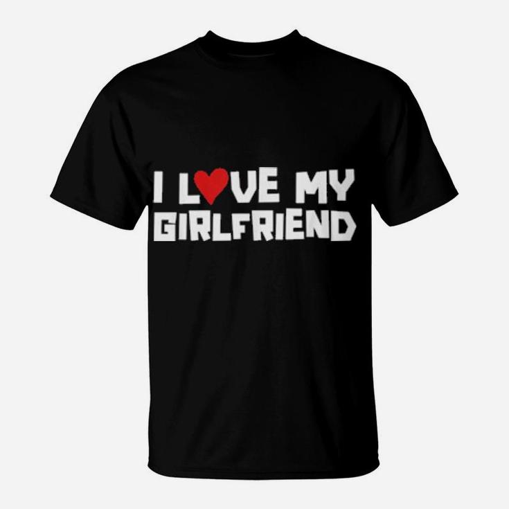 I Love My Girlfriend Heart Romantic Valentines Day T-Shirt