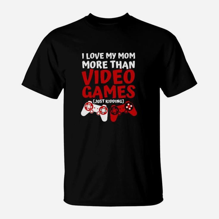 I Love My Mom Video Games Valentines Day Boysn Langarm T-Shirt