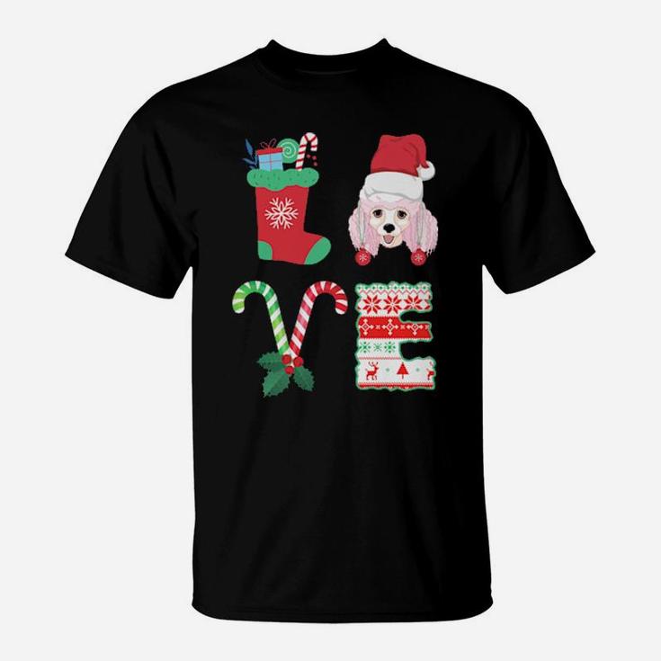 I Love My Poodle Xmas  Dog Gift T-Shirt