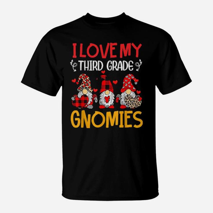 I Love My Third Grade Gnomies Valentine Heart Teacher T-Shirt
