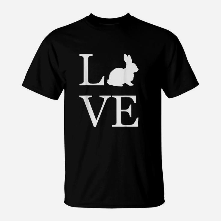 I Love Rabbit Bunny Silhouette Animal Lover White Graphics T-Shirt