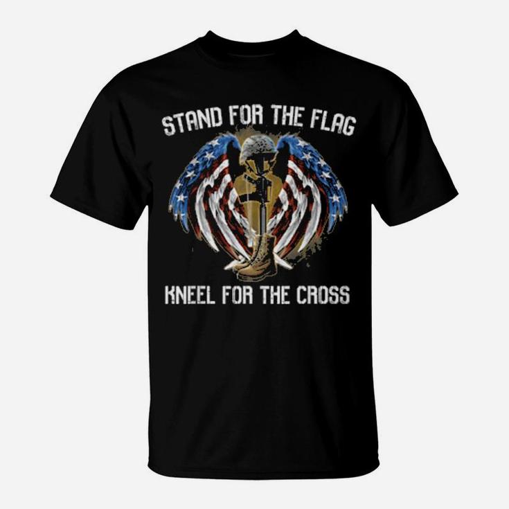 I Stand For The Flag And Kneel For The Cross  Usa Flag T-Shirt