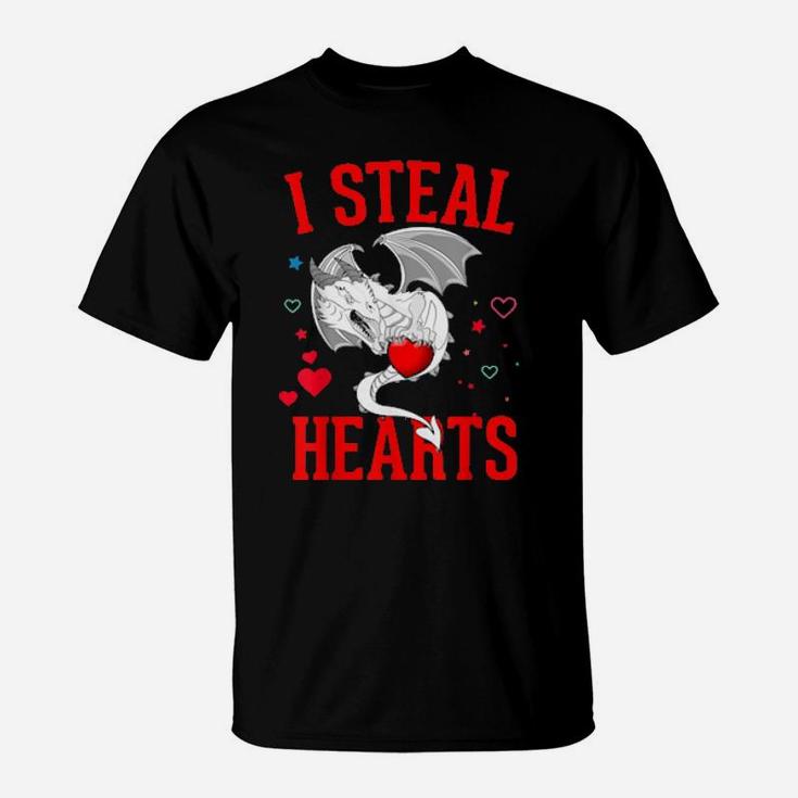 I Steal Hearts  Valentines Day Cute Dragon T-Shirt