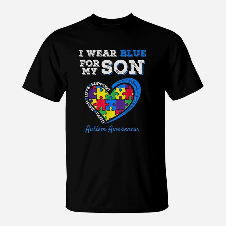 I Wear Blue For My Son Autism Awareness T-Shirt