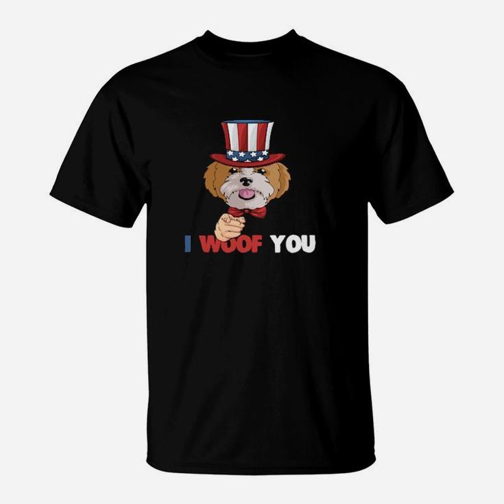 I Woof You 4Th Of July Independence Cute Dogs T-Shirt