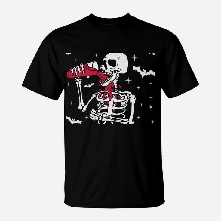 I'm Just Here For The Boos Funny Skeleton Drinking Wine Sweatshirt T-Shirt