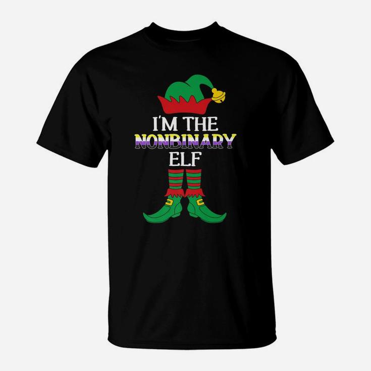 I'm The Nonbinary Elf Funny Xmas Gift Family Group Lgbtq T-Shirt