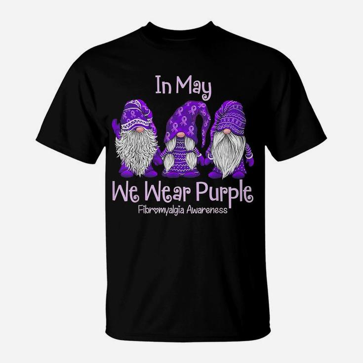 In May We Wear Purple For Fibromyalgia Awareness Gnome T-Shirt