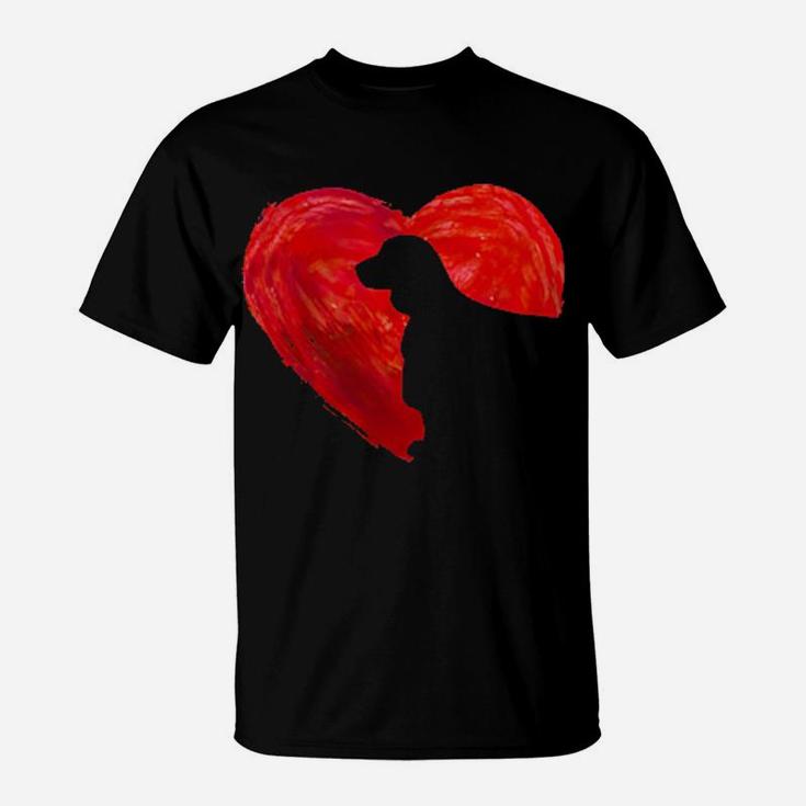 In My Heart Valentine's Day Silhouette Welsh Springer Spaniel T-Shirt