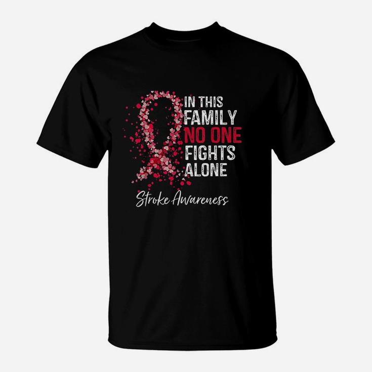 In This Family No One Fights Alone Stroke Awareness Survivor T-Shirt