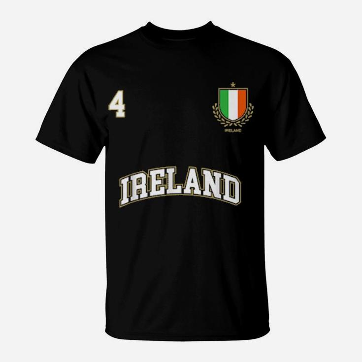 Ireland Team Sports Number 4 Soccer Irish Flag Shirt T-Shirt