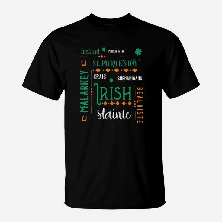 Irish Flag Colors St Patricks Day Shenanigans Typography T-Shirt