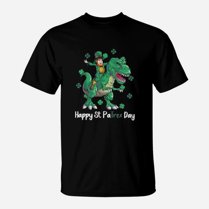 Irish Riding Dinosaurs Happy St Patricks Day T-Shirt