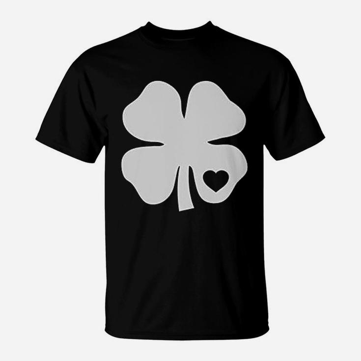 Irish Shamrock White Clover Heart St Patrick's Day T-Shirt