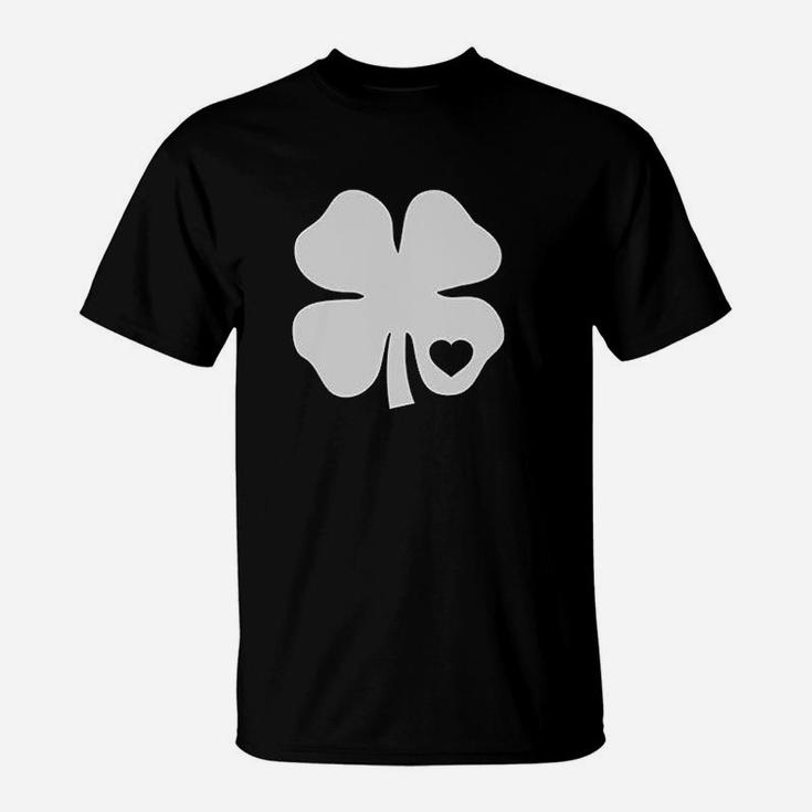 Irish Shamrock White Clover Heart St Patricks Day Women T-Shirt