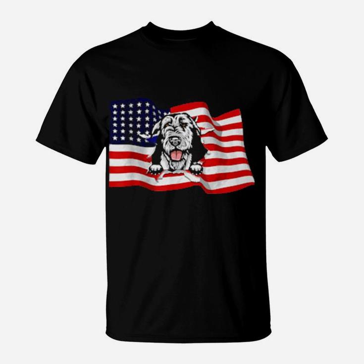 Irish Wolfhound American Flag Usa Patriot Dog T-Shirt