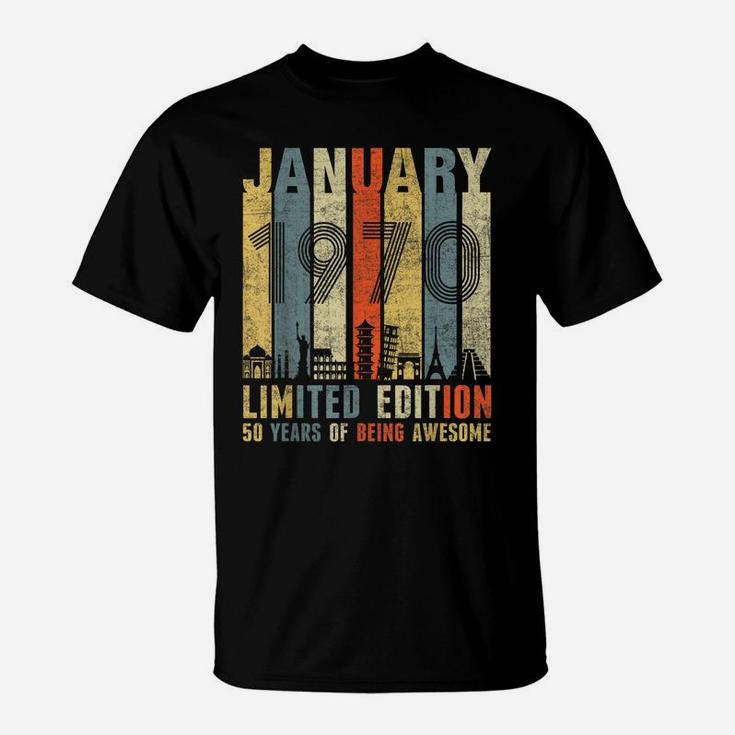 January 1970 Vintage Funny 50Th Birthday Gift T-Shirt