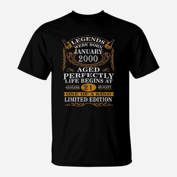 January 2000 21St Birthday Gift 2000 Year Old For Men Women T-Shirt