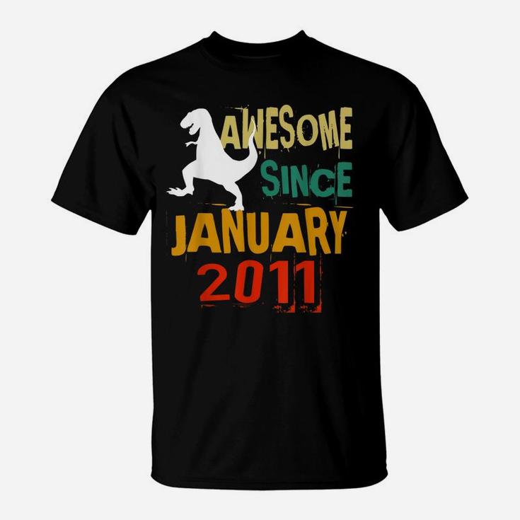 January 2011 Dinosaur 10Th Birthday 10 Year Old Gift Boy T-Shirt