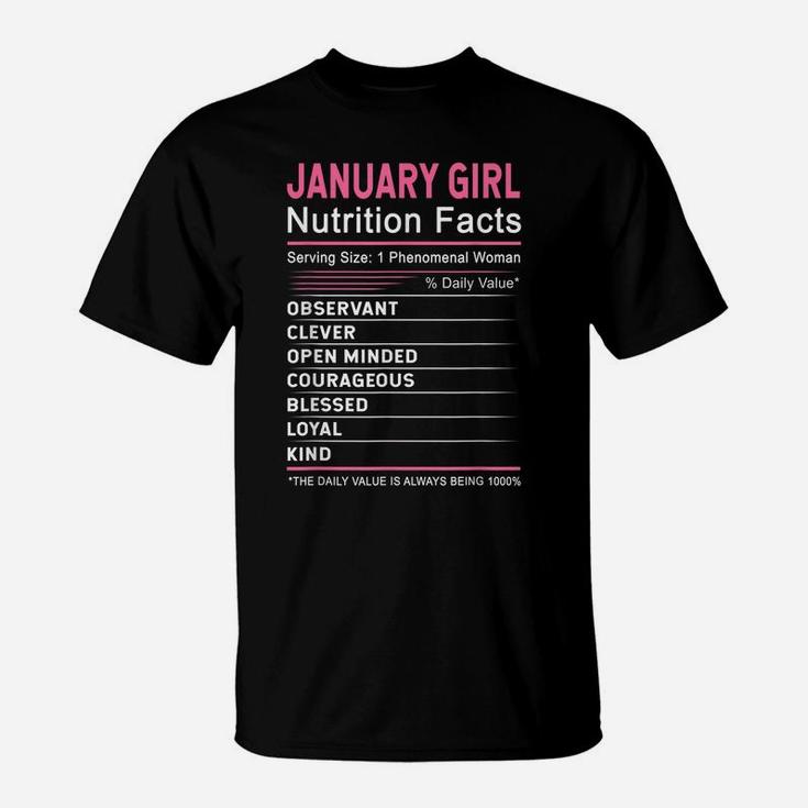 January Girl Nutrition Fact January Capricorn Birthday Gift T-Shirt