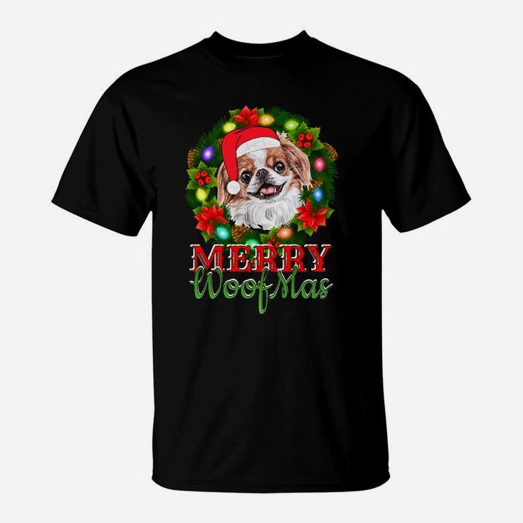 Japanese Chin Christmas Merry Woofmas Dog Lover Gift Sweatshirt T-Shirt