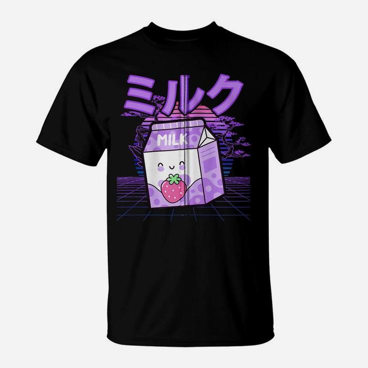 Japanese Kawaii Face Strawberry Milk Carton Funny Retro 90S Zip Hoodie T-Shirt