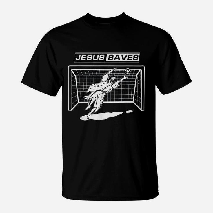 Jesus Saves Christ Soccer Goalie Gift Girls Boys Men T-Shirt