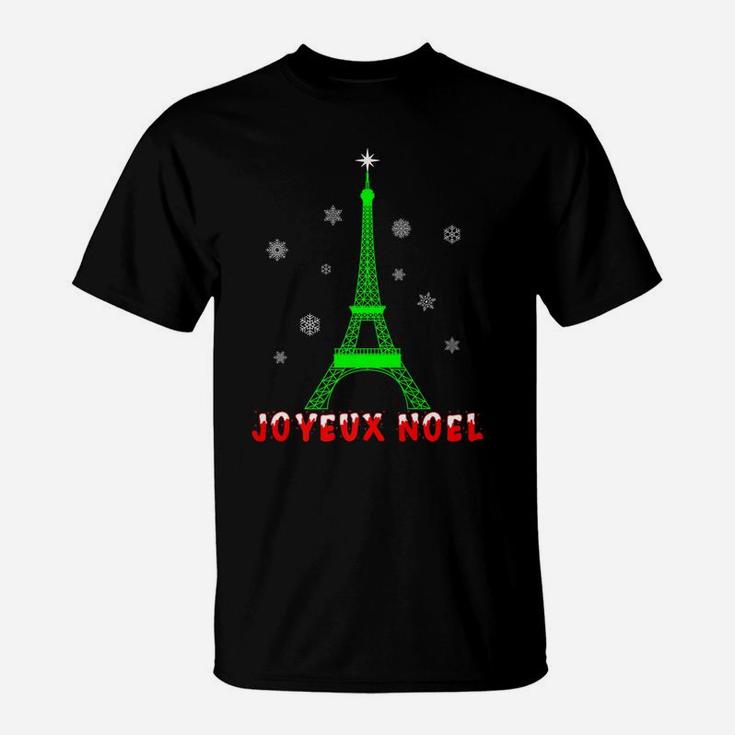 Joyeux Noel French Paris Eiffel Tower Merry Christmas Xmas T-Shirt