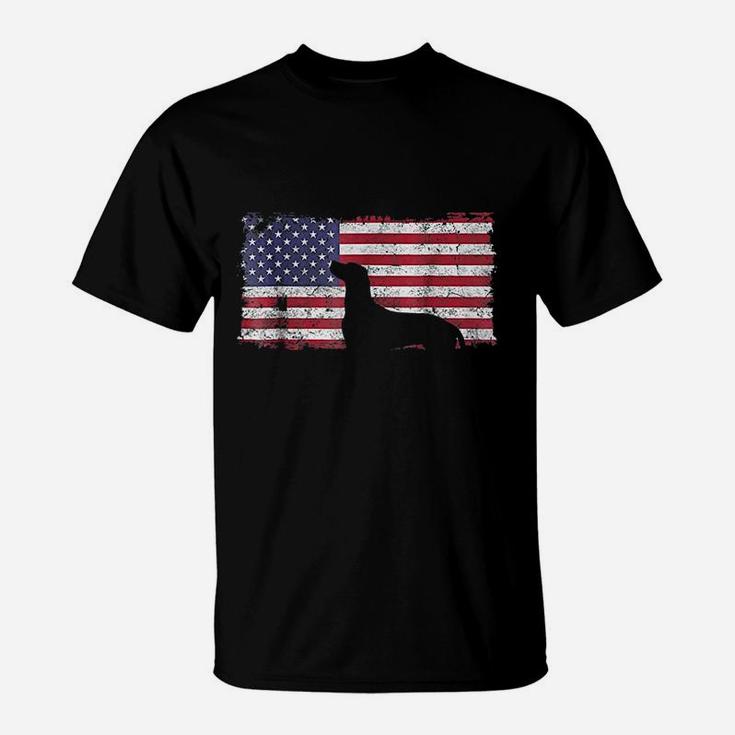 July Vizsla Dog American Flag T-Shirt
