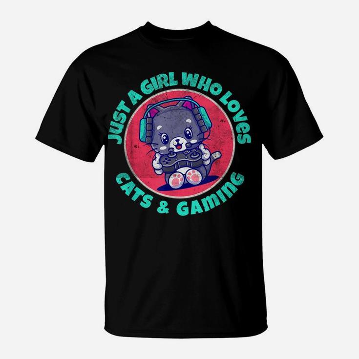 Just A Girl Who Loves Cats And Gaming T-Shirt