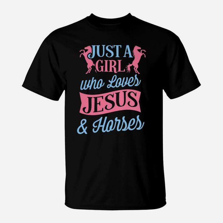 Just A Girl Who Loves Jesus And Horses Christmas Gift T-Shirt
