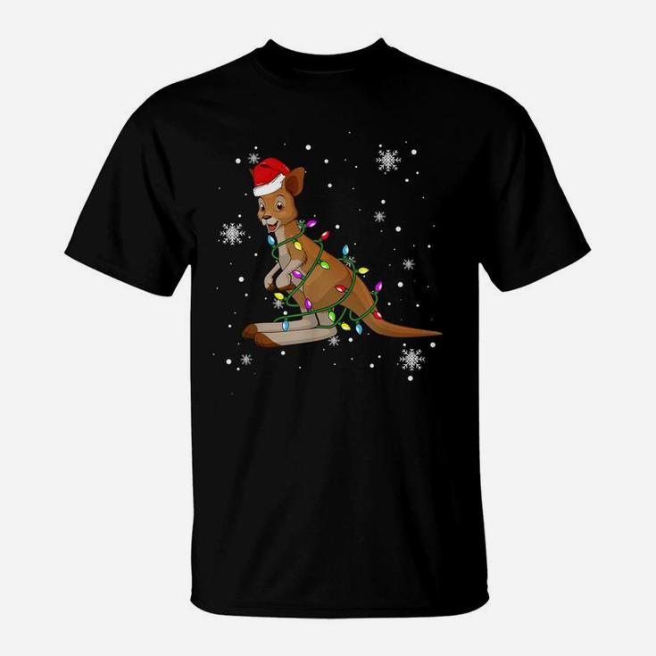 Kangaroo Christmas Funny Santa Hat Christmas  T-Shirt