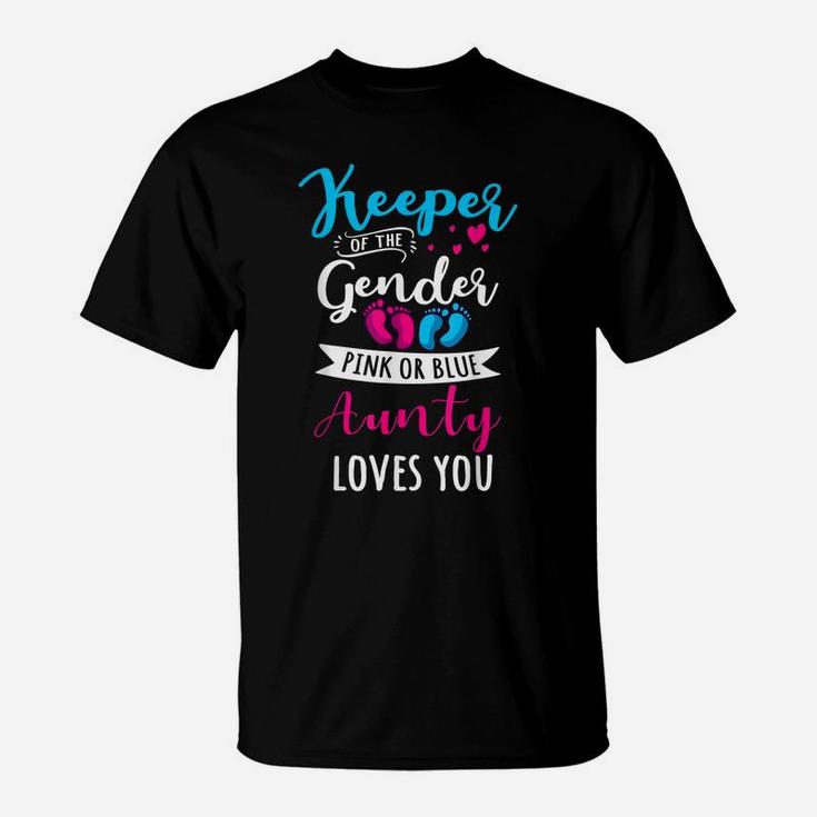 Keeper Of The Gender Aunty Loves You Baby Shower Family T-Shirt