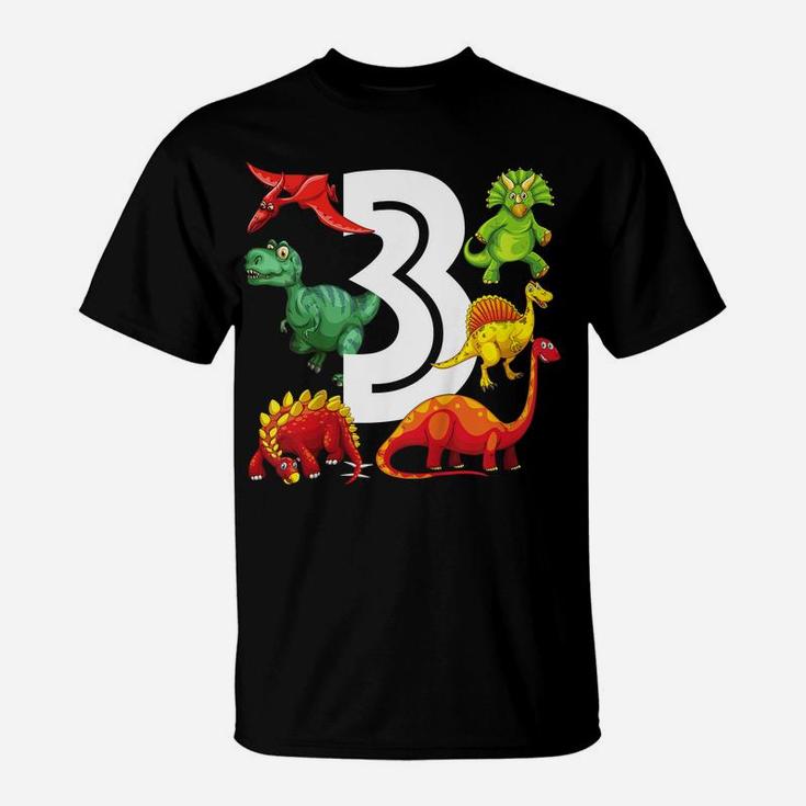Kids 3 Year Old Dinosaur Birthday Party Dino Theme Boys 3Rd Gift T-Shirt