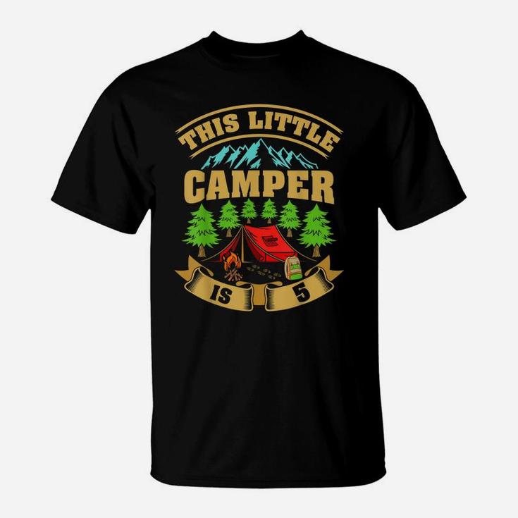 Kids 5Th Camping Birthday Camper Lover 5 Year Old T-Shirt