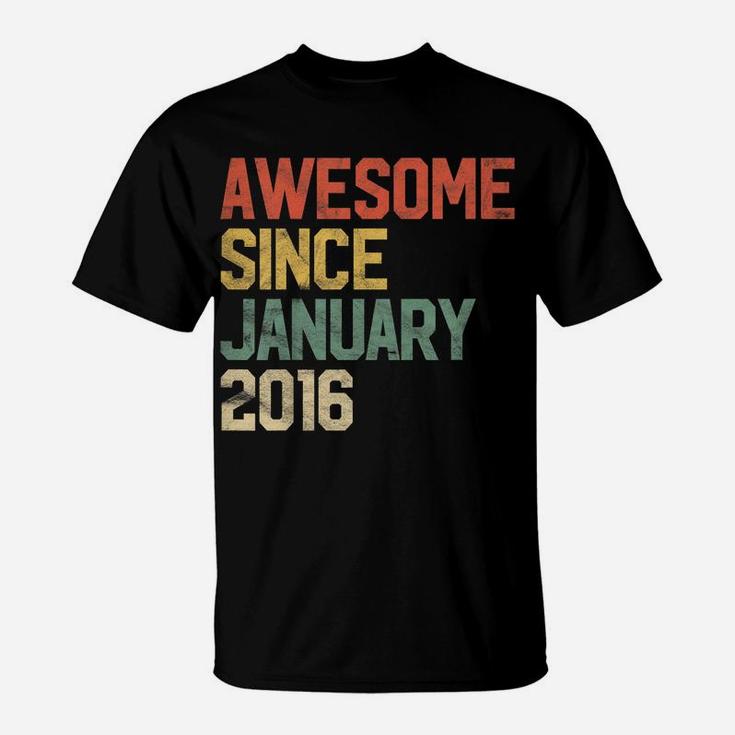 Kids Awesome Since January 2016 5Th Birthday Gift 5 Year Old T-Shirt