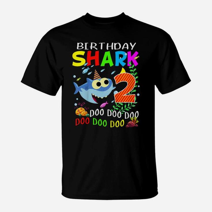 Kids Birthday Shark 2 Years Old Boys And Girls 2Nd Birthday Gift T-Shirt