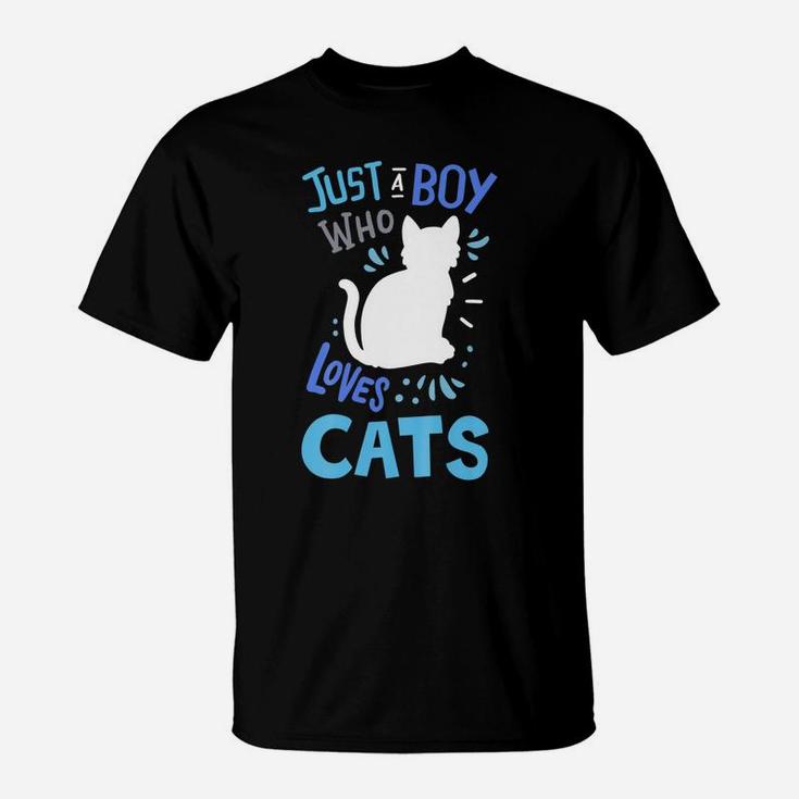 Kids Cat Just A Boy Who Loves Cats Gift For Cat Lovers T-Shirt