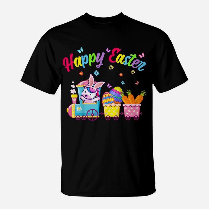 Kids Cute Unicorn Easter Day Bunny Ear Egg Hunt Train Kids Outfit T-Shirt