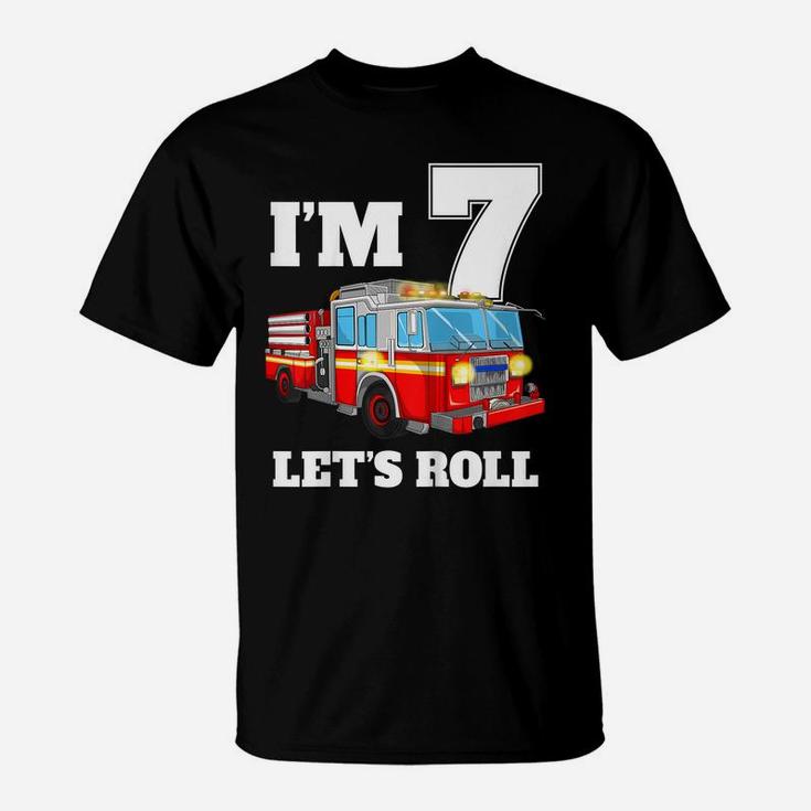 Kids Fire Truck 7Th BirthdayShirt Boy Firefighter 7 Year Old T-Shirt