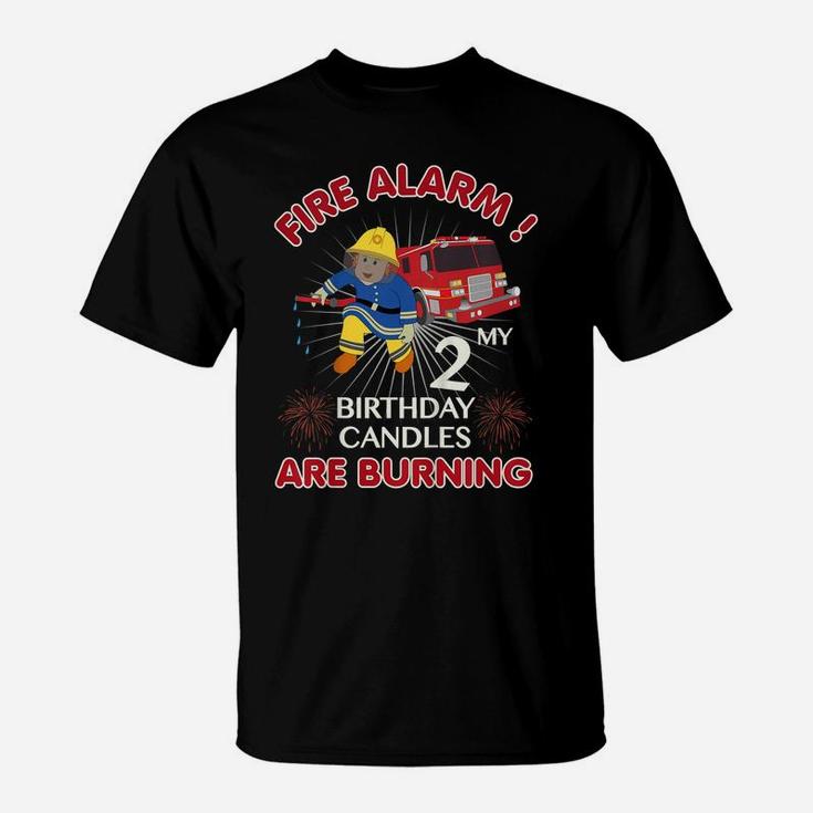 Kids Fire Truck And Firefighter 2Nd Birthday Boy 2 Year Old T-Shirt