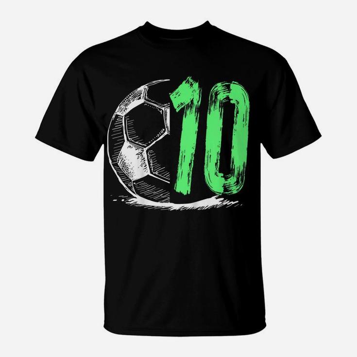 Kids Football 10 Years Old Boy Birthday Party T-Shirt