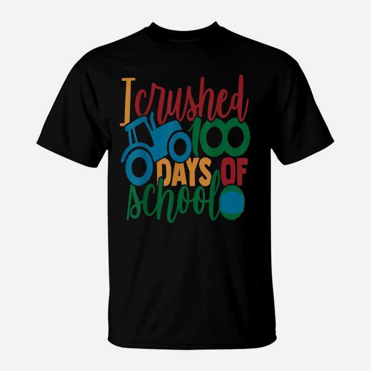 Kids I Crushed 100 Days Of School Tshirt Boys Monster Truck T-Shirt