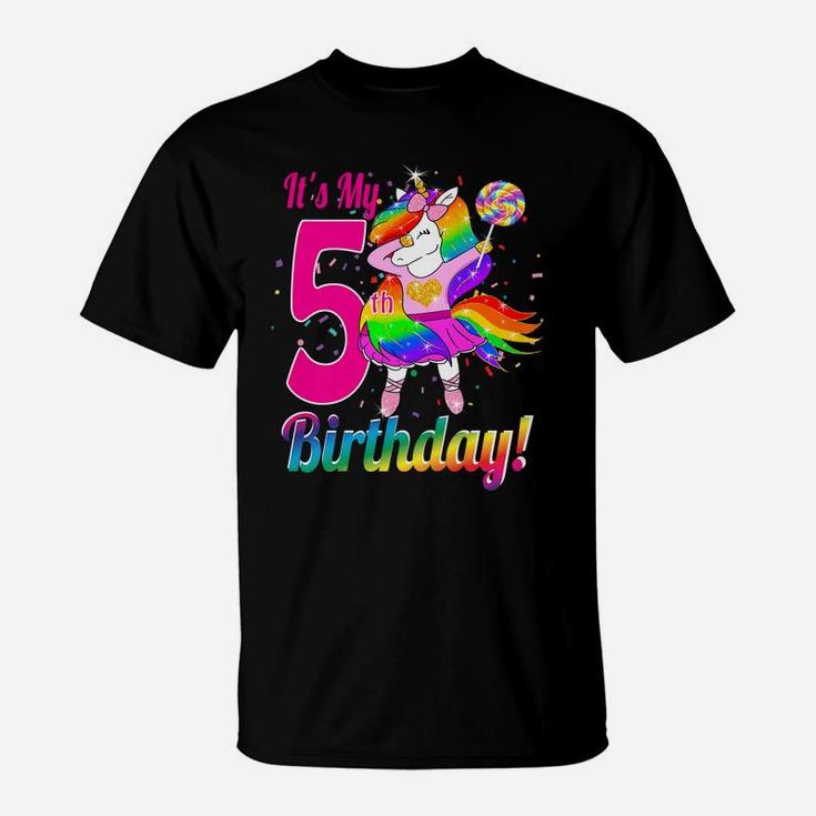 Kids Its My 5Th Birthday Unicorn Shirt 5 Year Old Girls Outfit T-Shirt