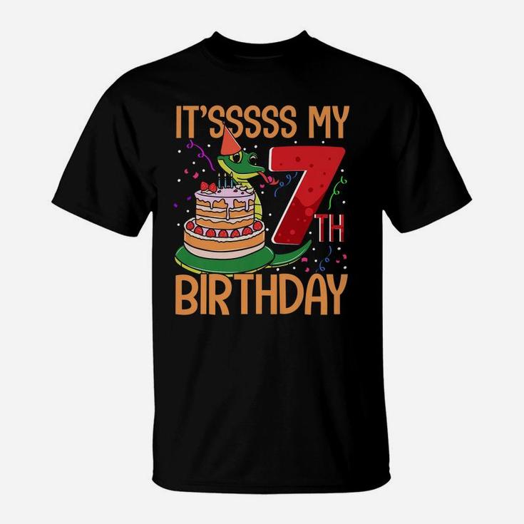Kids It's My 7Th Birthday Funny Snake 7 Year Old Boys Girls T-Shirt